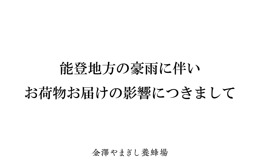 能登地方の豪雨に伴うお荷物お届けの影響につきまして