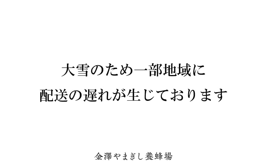 大雪の影響で一部地域で配送に遅れが生じております